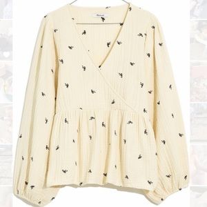Madewell Tiny Bows Peplum Top - Size S. NWT.